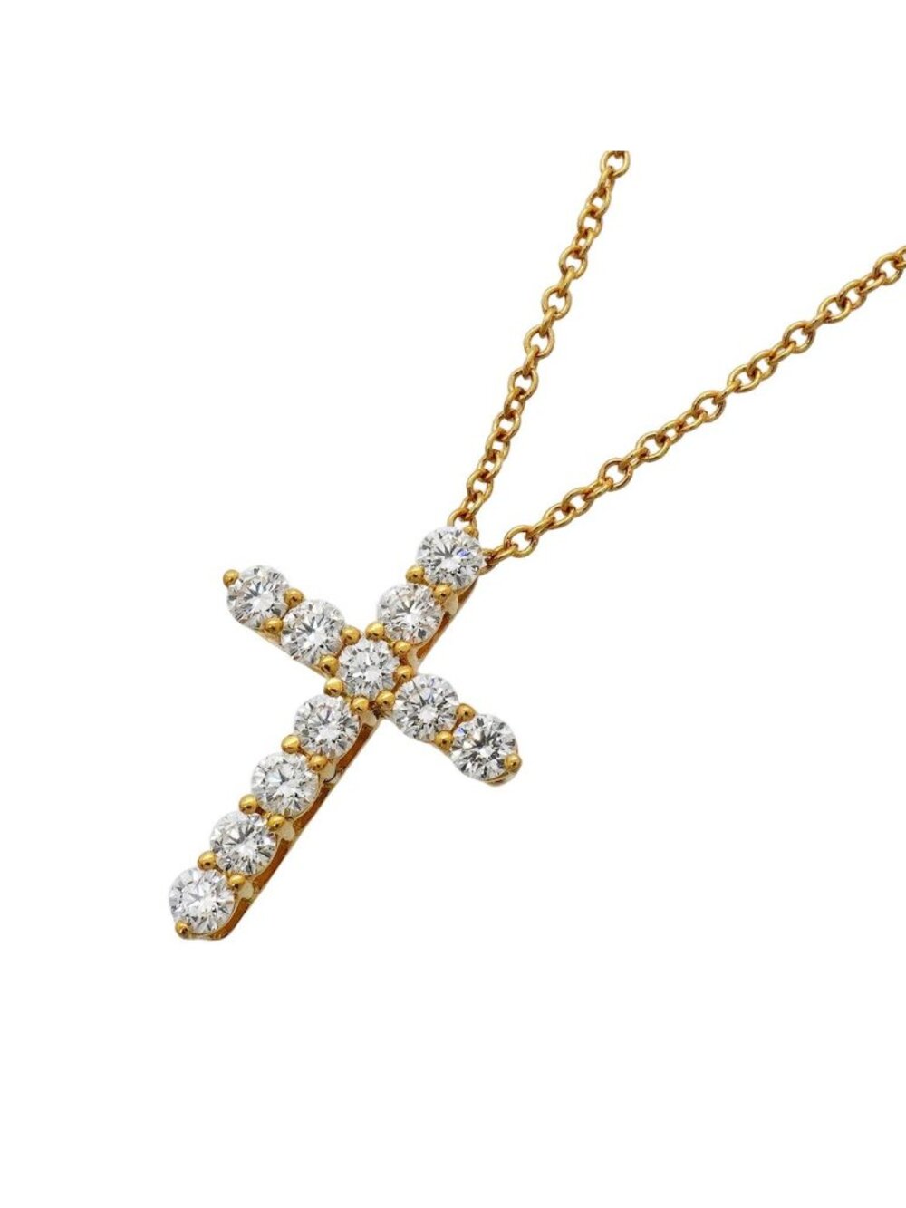Tiffany & Co Necklace Small Cross Yellow Gold Diamond